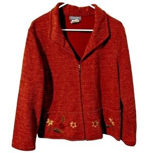 Koret Blazer Jacket Large‎ Embroidered Full Zip Textured Romania Retro Career